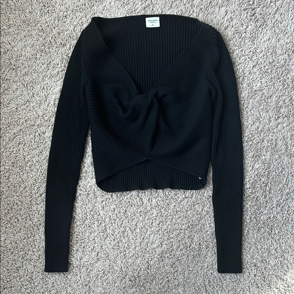 Black Sweater Crop Top